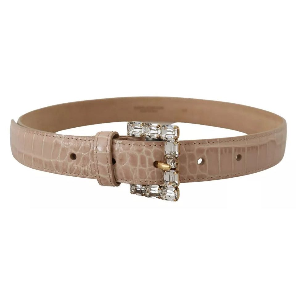 Dolce & Gabbana Beige Leather Crystal Buckle Women Belt WMB235-60