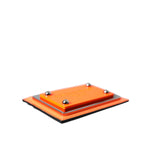 Dolce & Gabbana Orange Black Leather Logo Plaque Card Holder Wallet SMY10325