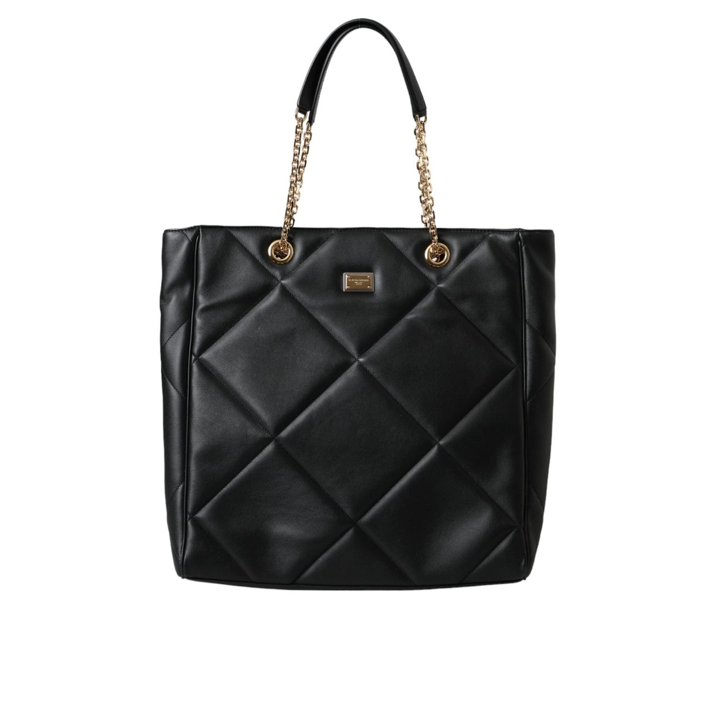 Dolce & Gabbana Black Leather JUNGLE Quilted Shopping Tote Bag BAG1492