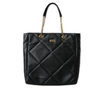 Dolce & Gabbana Black Leather JUNGLE Quilted Shopping Tote Bag BAG1492