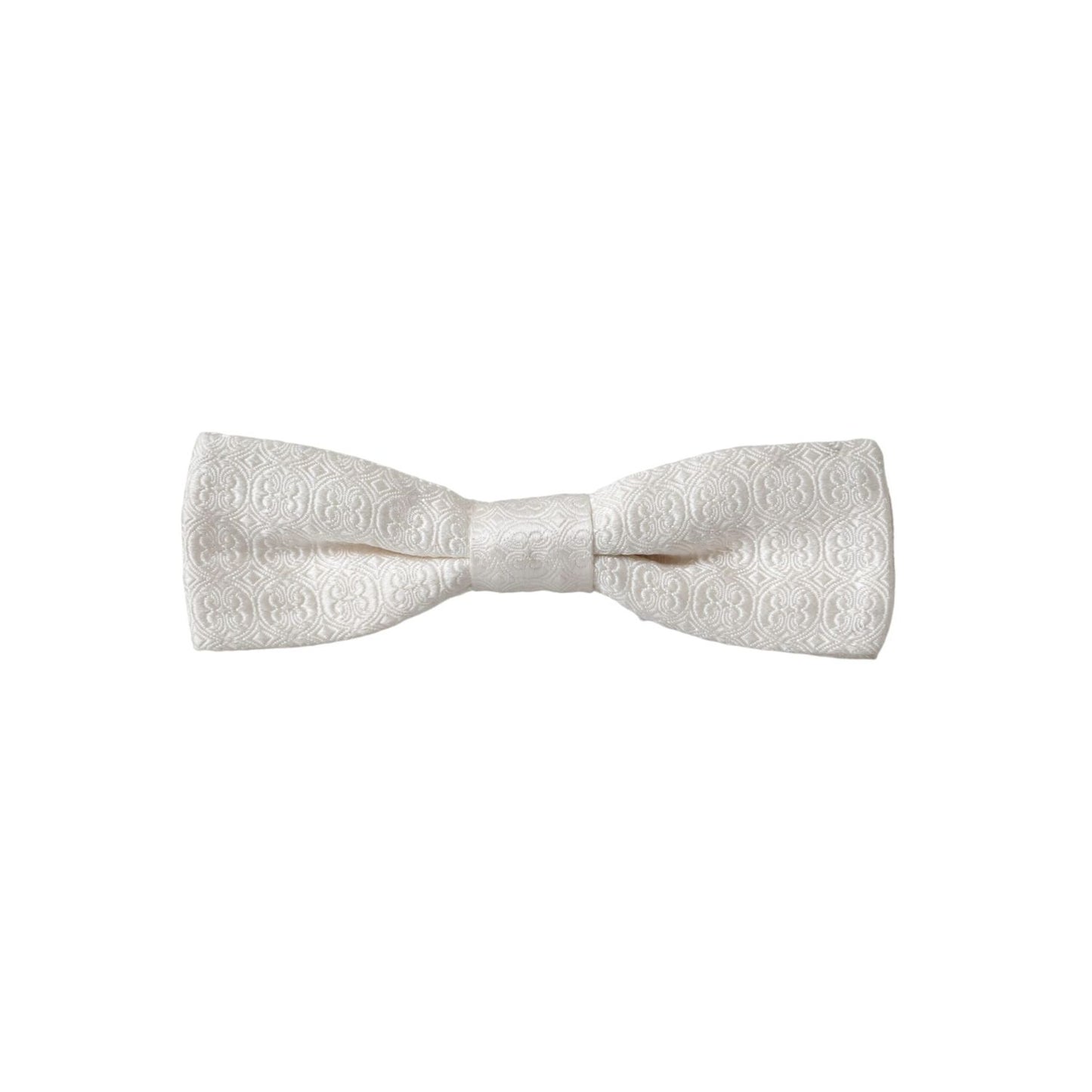 Dolce & Gabbana White Silk Patterned Adjustable Neck Men Papillon Bow Tie FT3913