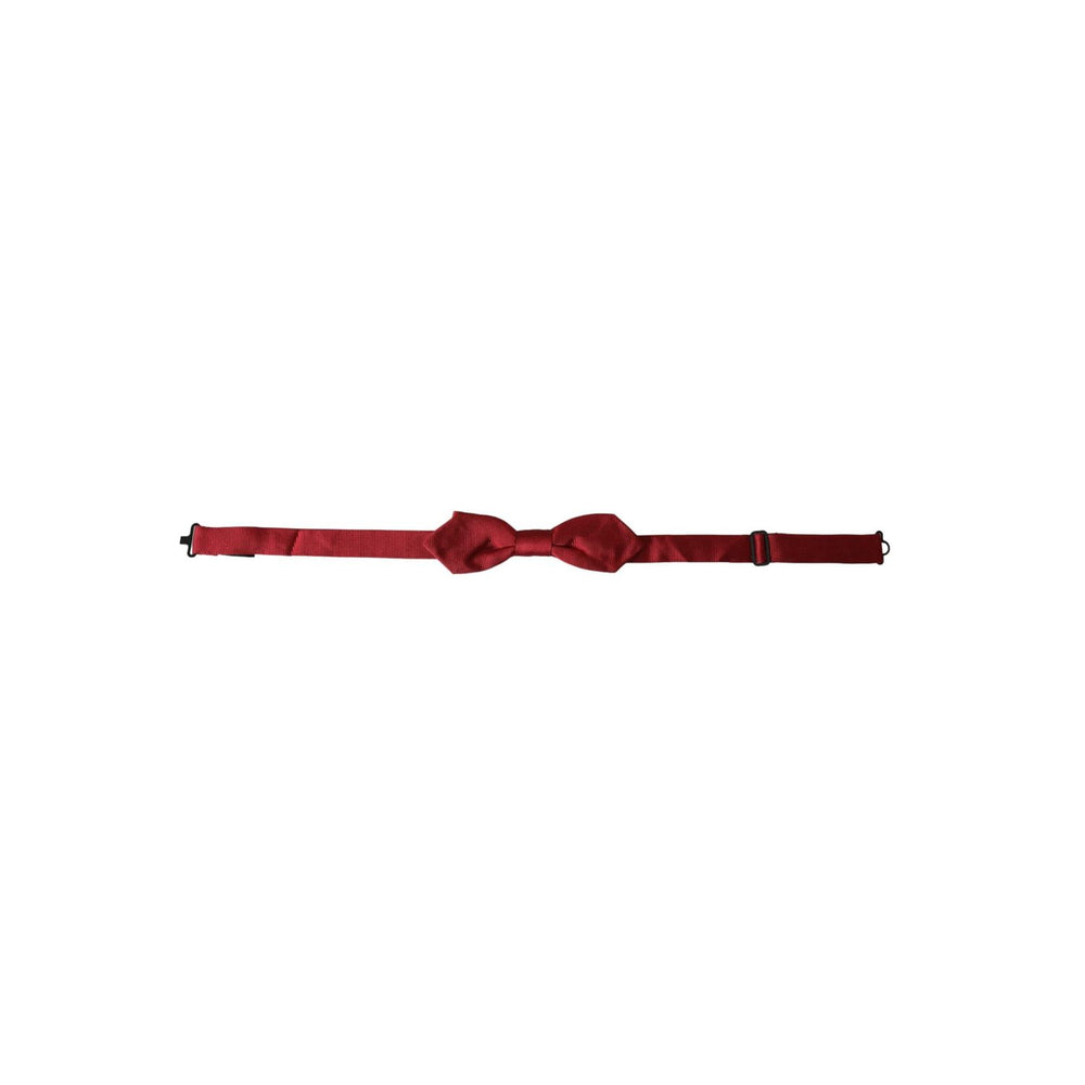 Dolce & Gabbana Red Silk Jacquard Adjustable Neck Men Bow Tie FT3916