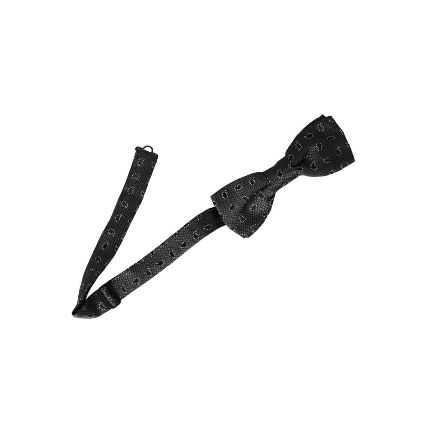 Dolce & Gabbana Black Silk Patterned Adjustable Neck Men Bow Tie FT3952