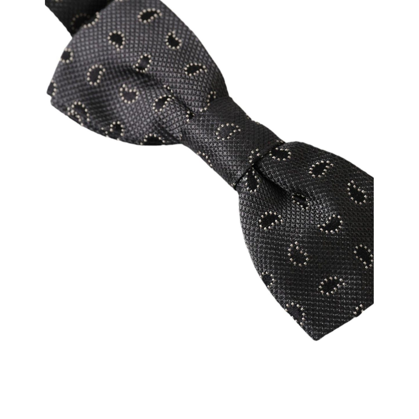 Dolce & Gabbana Black Silk Patterned Adjustable Neck Men Bow Tie FT3952
