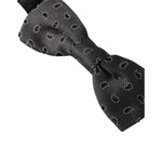 Dolce & Gabbana Black Silk Patterned Adjustable Neck Men Bow Tie FT3952