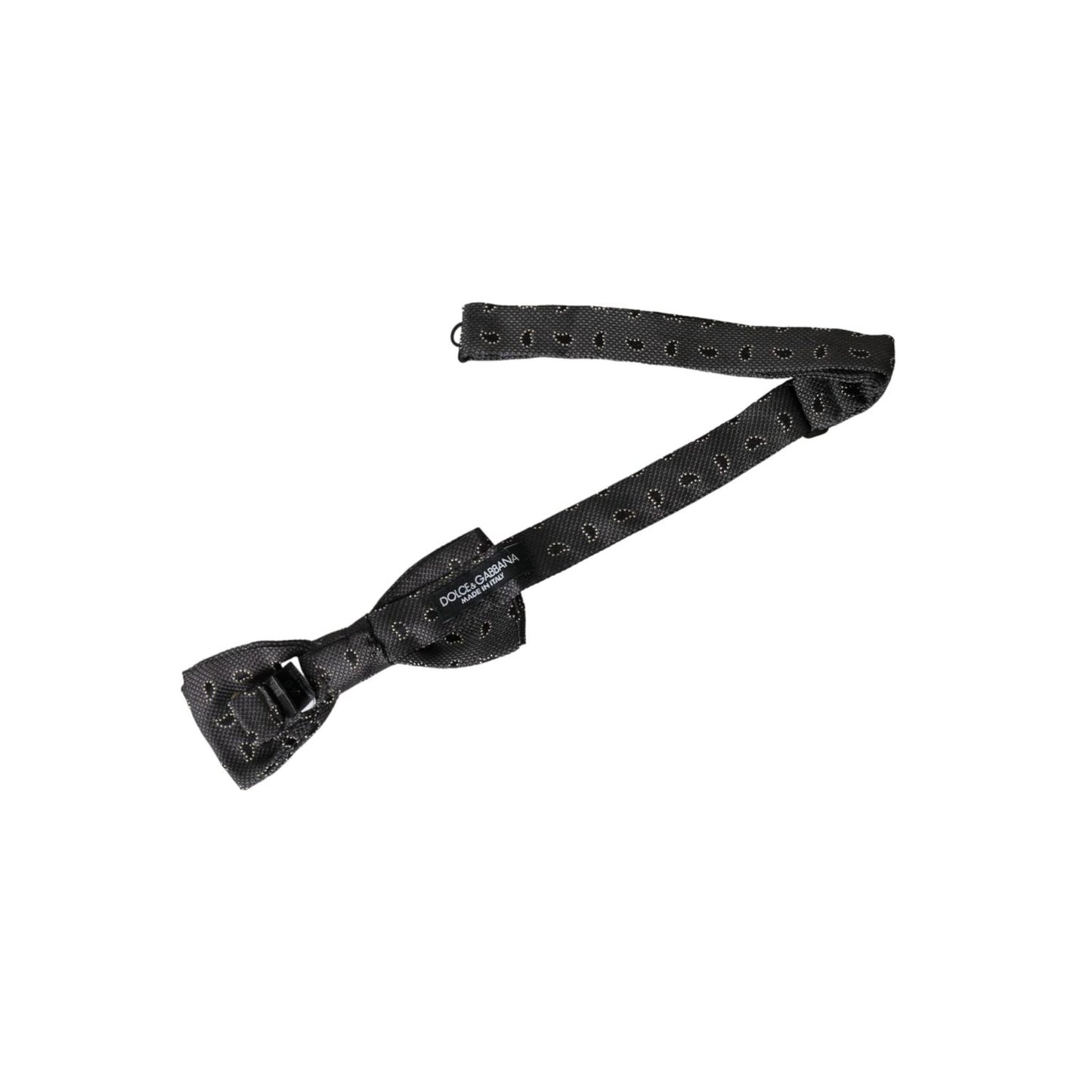 Dolce & Gabbana Black Silk Patterned Adjustable Neck Men Bow Tie FT3952