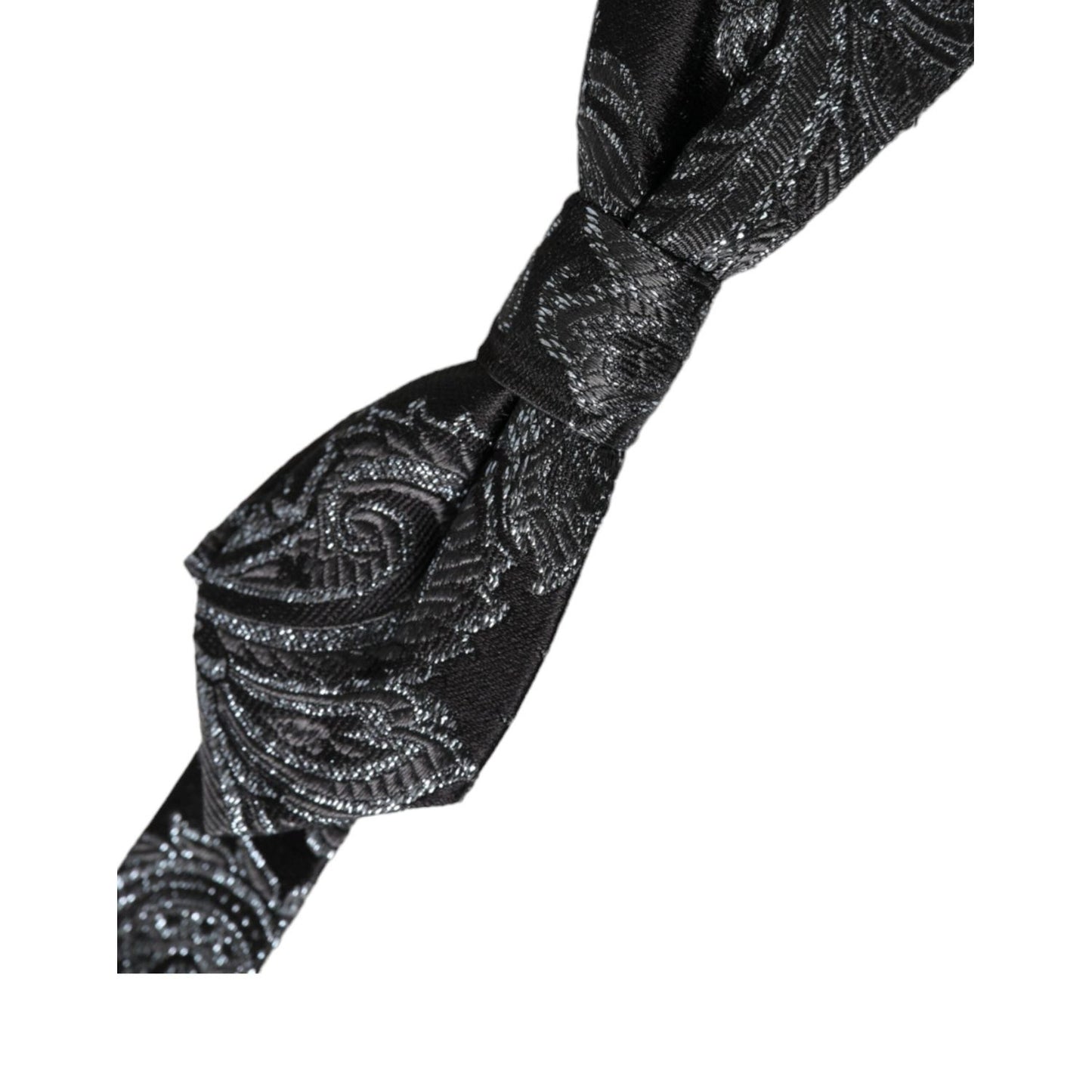 Dolce & Gabbana Black Silk Jacquard Adjustable Neck Men Bow Tie FT3956