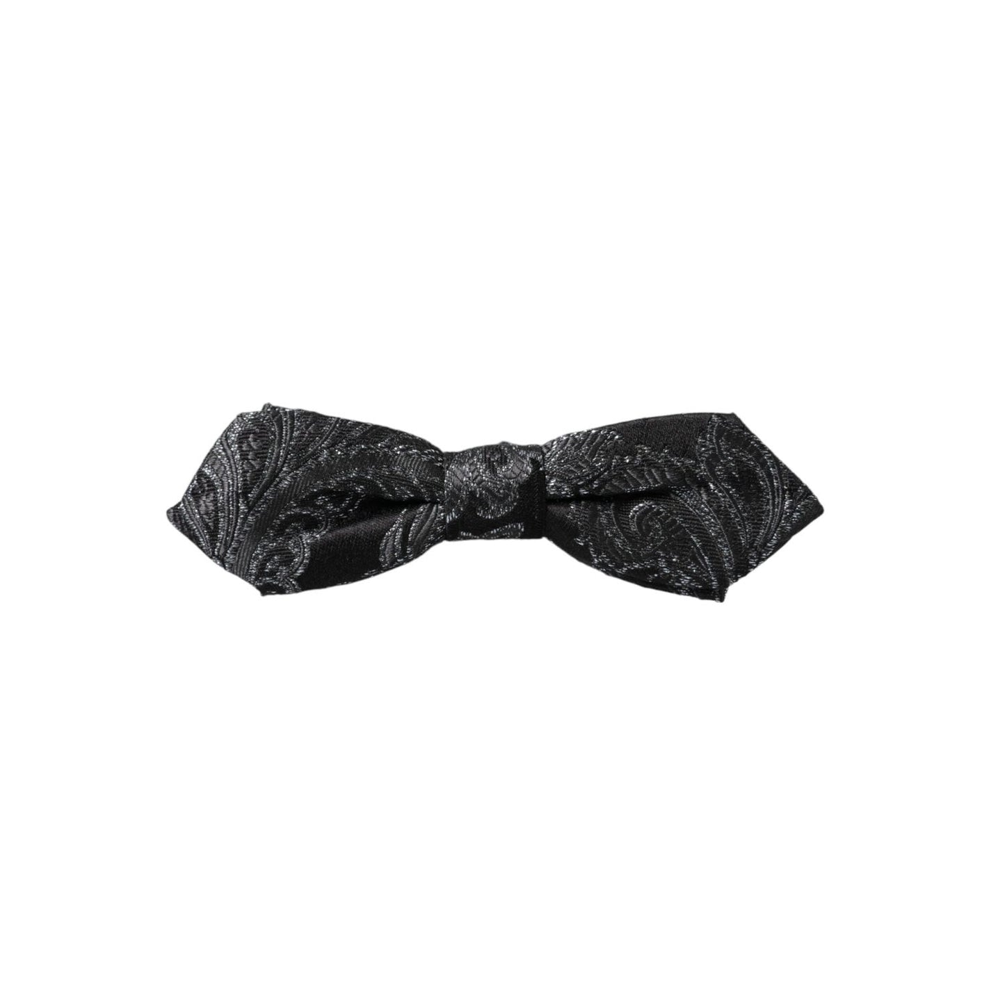 Dolce & Gabbana Black Silk Jacquard Adjustable Neck Men Bow Tie FT3956