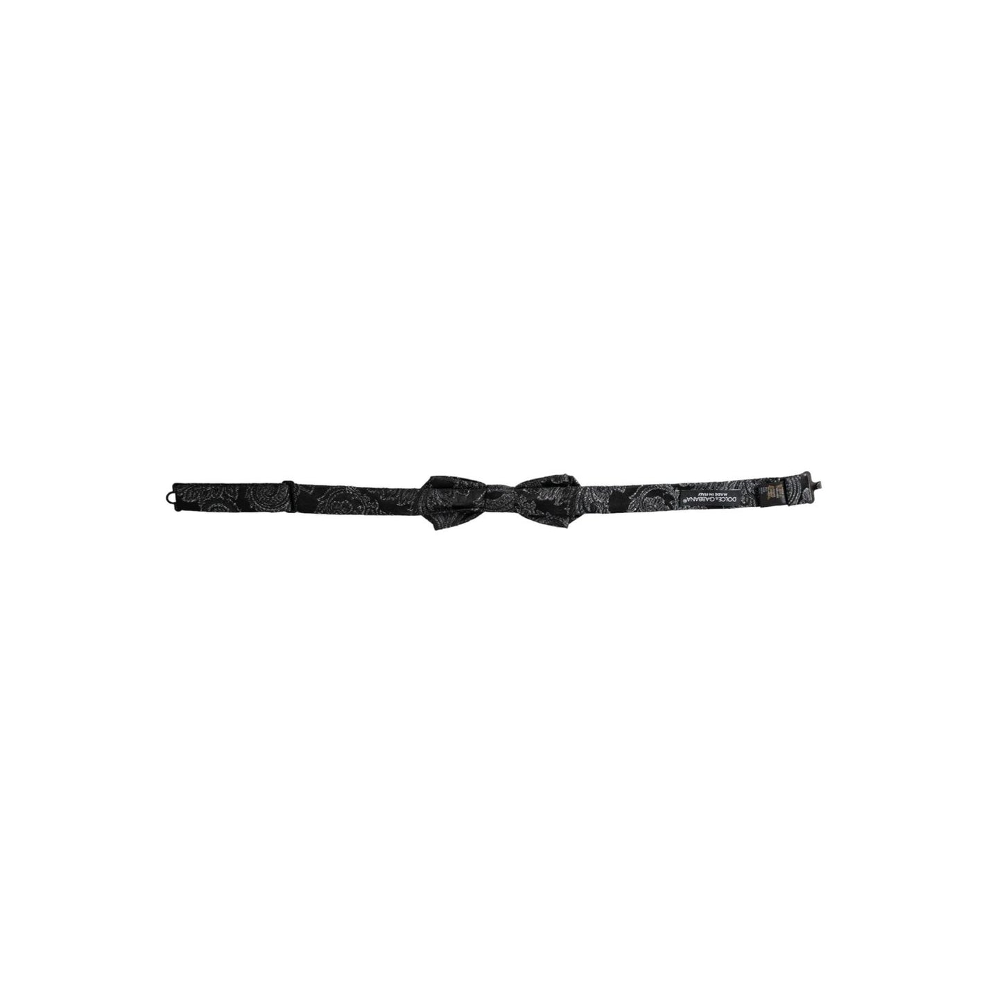 Dolce & Gabbana Black Silk Jacquard Adjustable Neck Men Bow Tie FT3956