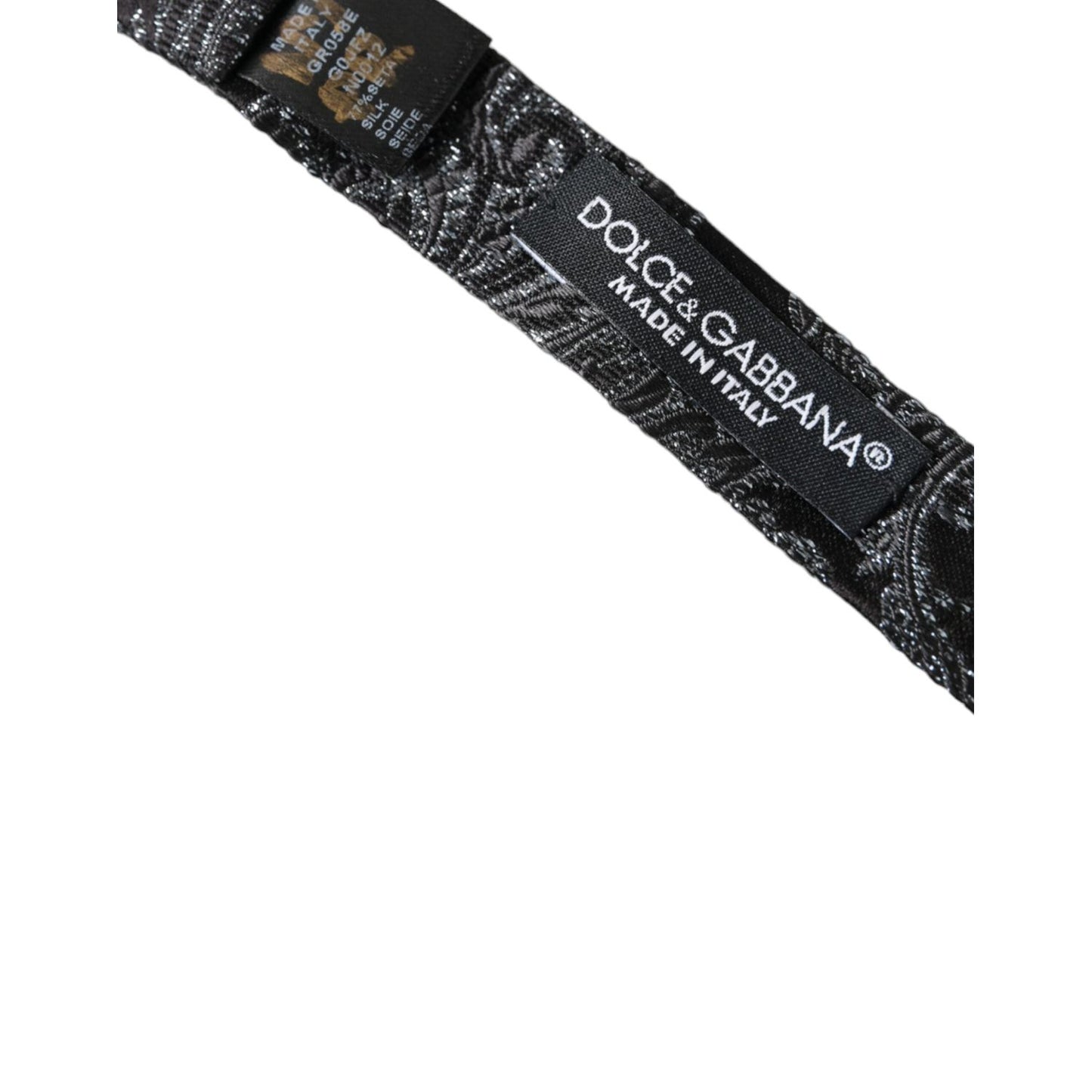 Dolce & Gabbana Black Silk Jacquard Adjustable Neck Men Bow Tie FT3956