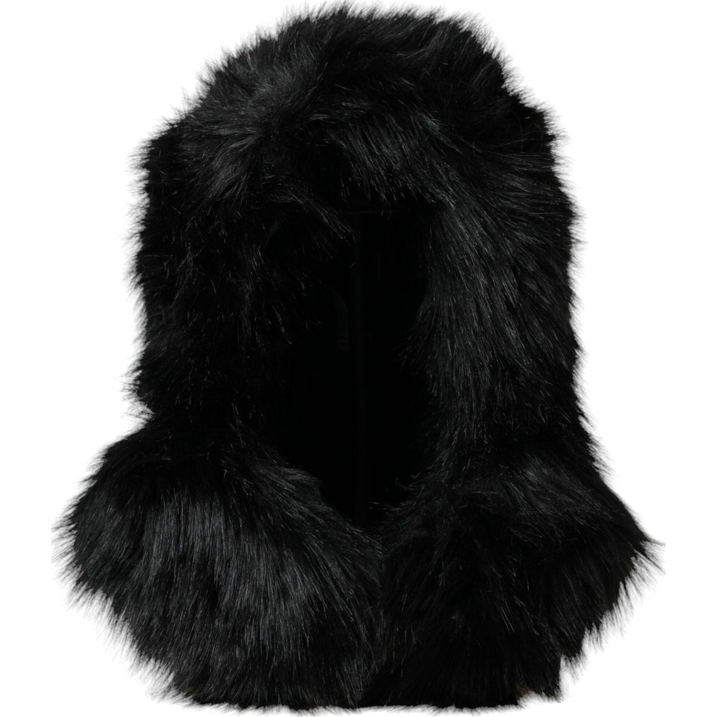 Dolce & Gabbana Black Faux Fur Whole Head Wrap Hat HAT9569-57