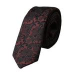Dolce & Gabbana Maroon Floral Fantasy Silk Adjustable Men Tie KRA3323