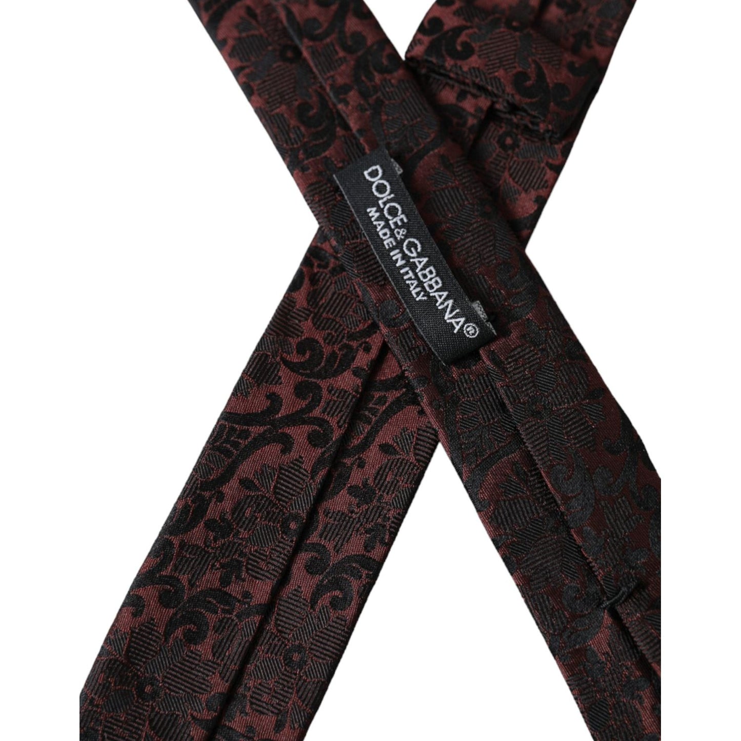 Dolce & Gabbana Maroon Floral Fantasy Silk Adjustable Men Tie KRA3323