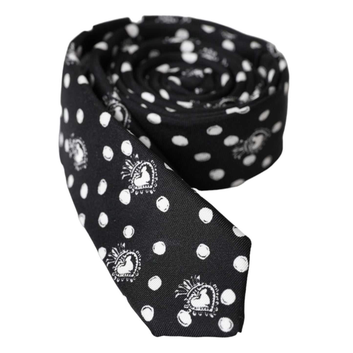 Dolce & Gabbana Black Heart Polka Dot Adjustable Tie KRA3391