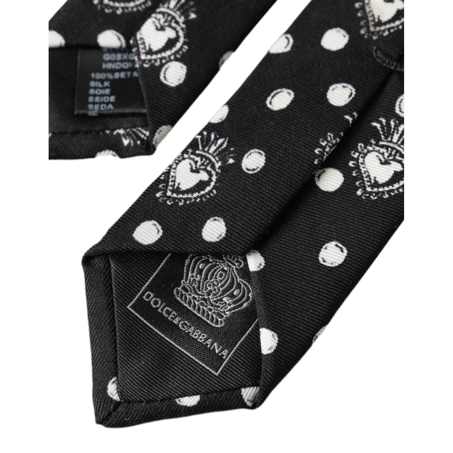 Dolce & Gabbana Black Heart Polka Dot Adjustable Tie KRA3391