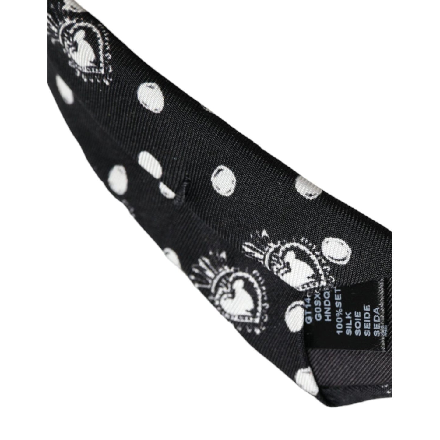 Dolce & Gabbana Black Heart Polka Dot Adjustable Tie KRA3391