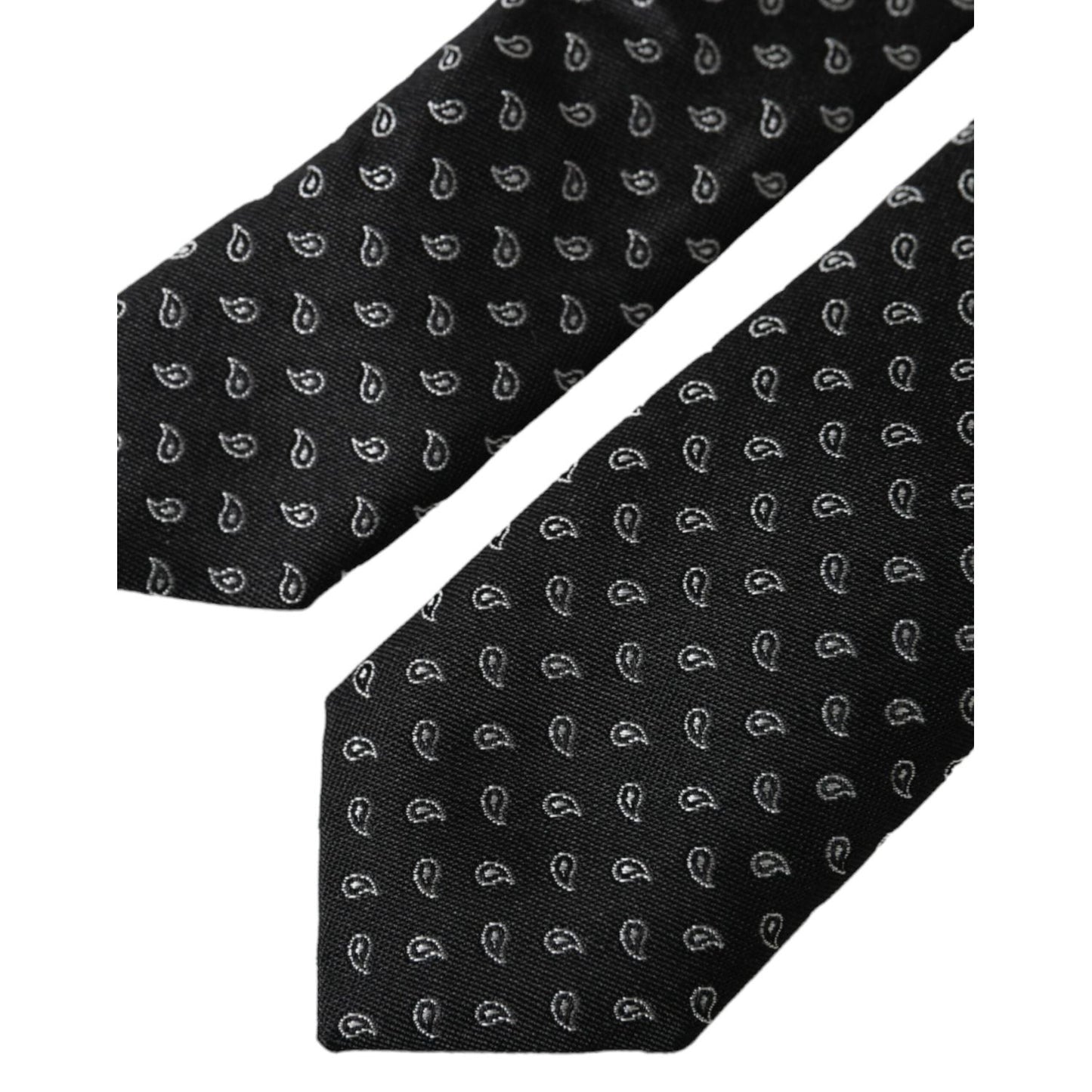 Dolce & Gabbana Black Jacquard Patterned Silk Adjustable Men Tie KRA3400