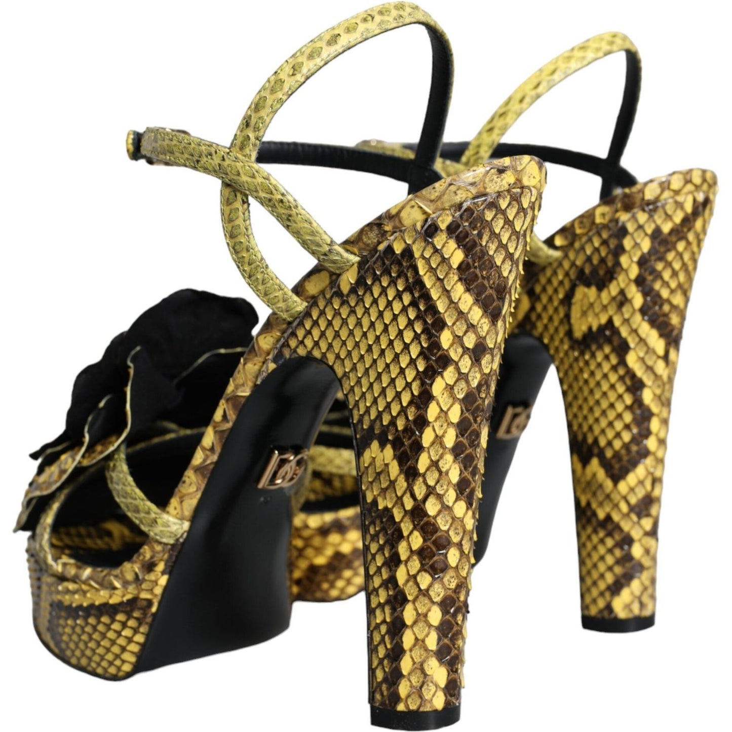 Dolce & Gabbana Yellow Exotic Leather Ankle Strap Heels Sandals Shoes LA11322-39