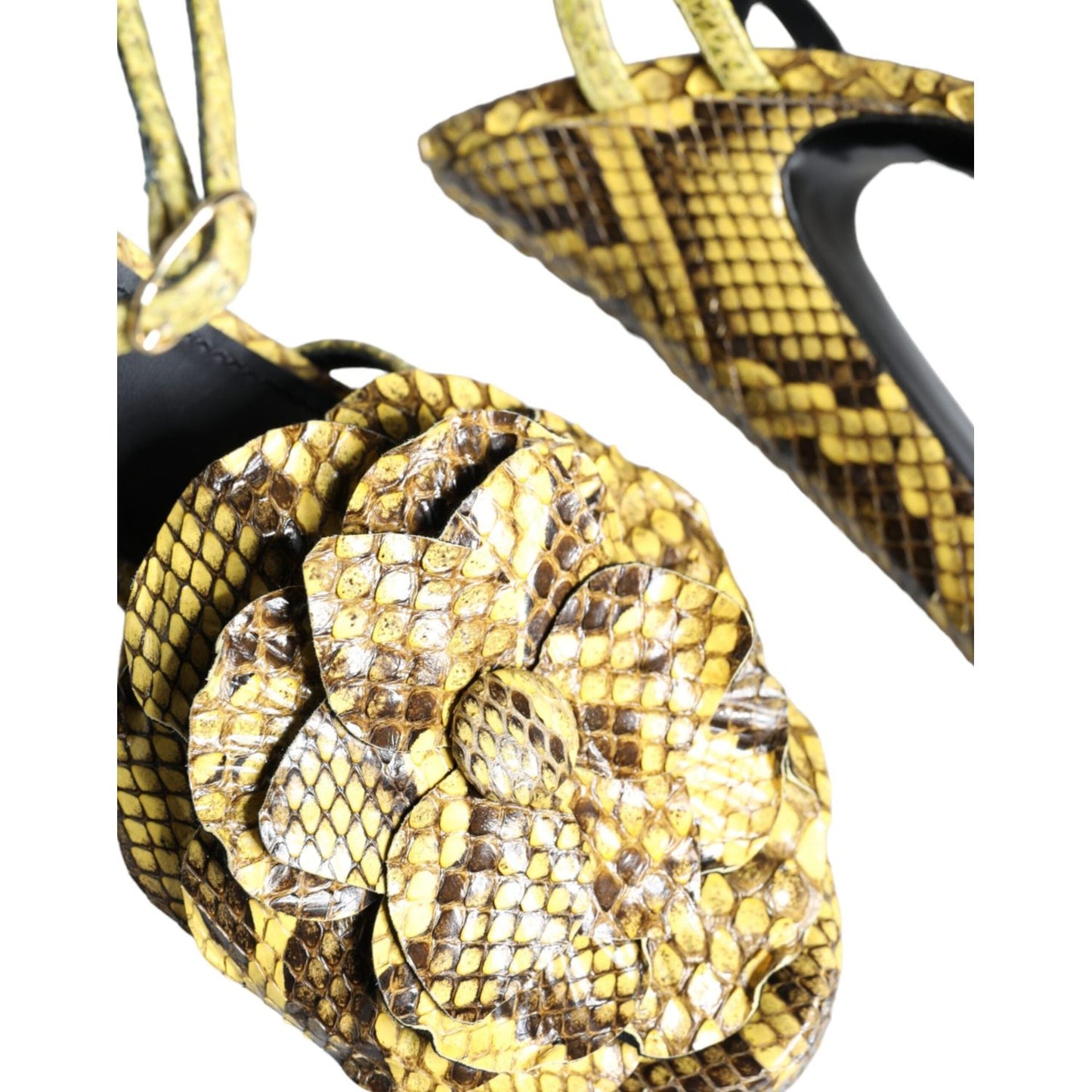 Dolce & Gabbana Yellow Exotic Leather Ankle Strap Heels Sandals Shoes LA11322-39