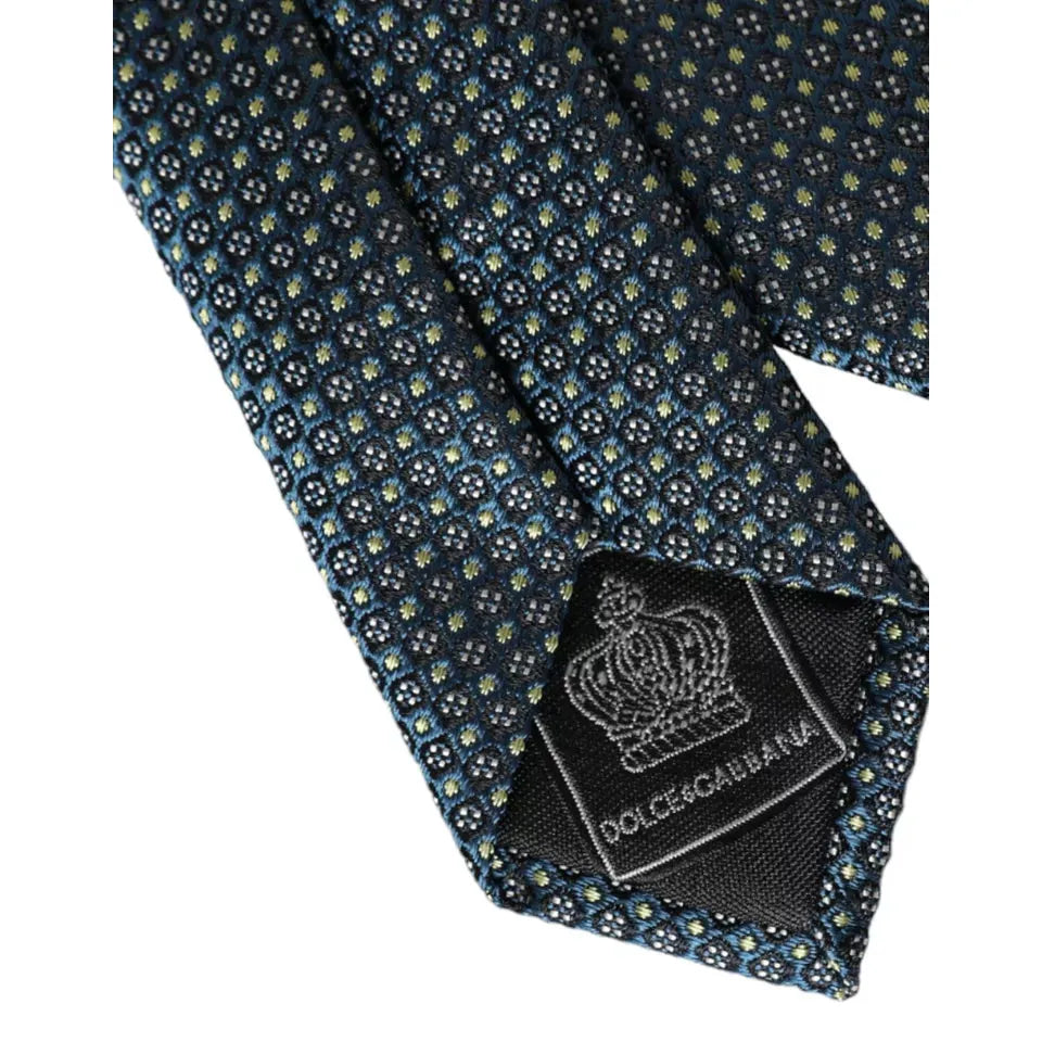Dolce & Gabbana Green Patterned 100% Silk Adjustable Men Tie KRA3329