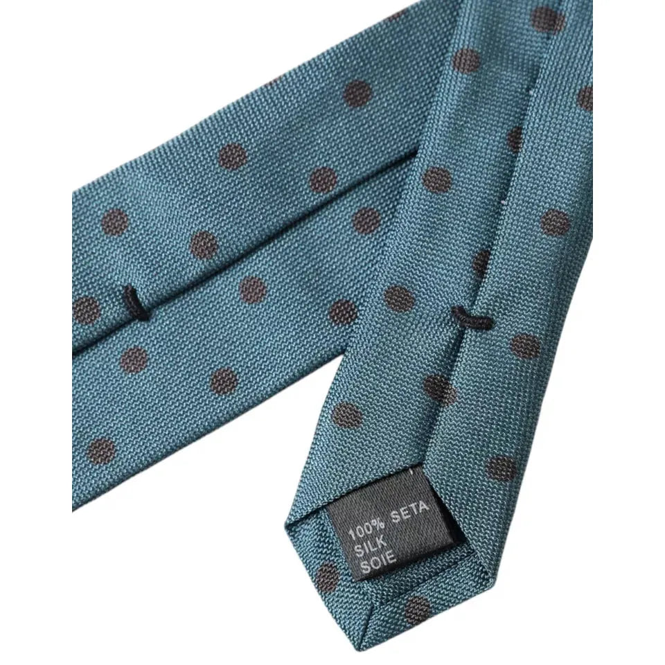 Dolce & Gabbana Green Black Polka Dot Silk Adjustable Men Tie KRA3367