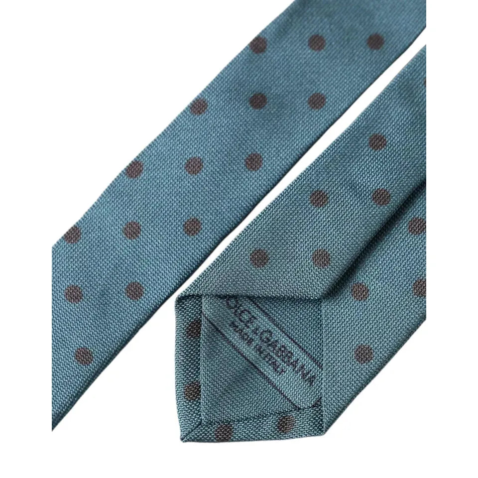Dolce & Gabbana Green Black Polka Dot Silk Adjustable Men Tie KRA3367