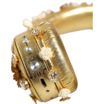 Dolce & Gabbana Gold Leather Floral Crystal Angel Headphones SMY10407