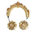 Dolce & Gabbana Gold Leather Floral Crystal Angel Headphones SMY10407