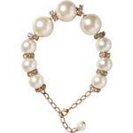 Dolce & Gabbana White Maxi Faux Pearl Beads Crystals Gold Chain Necklace