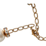 Dolce & Gabbana White Maxi Faux Pearl Beads Crystals Gold Chain Necklace