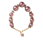Dolce & Gabbana Pink Maxi Faux Pearl Beads Crystals Gold Chain Necklace SMY10360