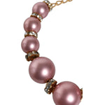 Dolce & Gabbana Pink Maxi Faux Pearl Beads Crystals Gold Chain Necklace SMY10360