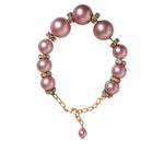 Dolce & Gabbana Pink Maxi Faux Pearl Beads Crystals Gold Chain Necklace SMY10360