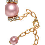 Dolce & Gabbana Pink Maxi Faux Pearl Beads Crystals Gold Chain Necklace SMY10360