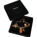 Dolce & Gabbana Gold Tone Brass Chain Pineapple Crystal Musical Necklace SMY10369