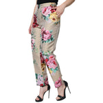 Dolce & Gabbana Beige Floral Jacquard High Waist Tapered Pants PAN74586-46