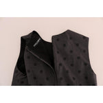 Dolce & Gabbana Chic Sleeveless Polka Dot Wool Dress Dolce & Gabbana Dark Slate Gray