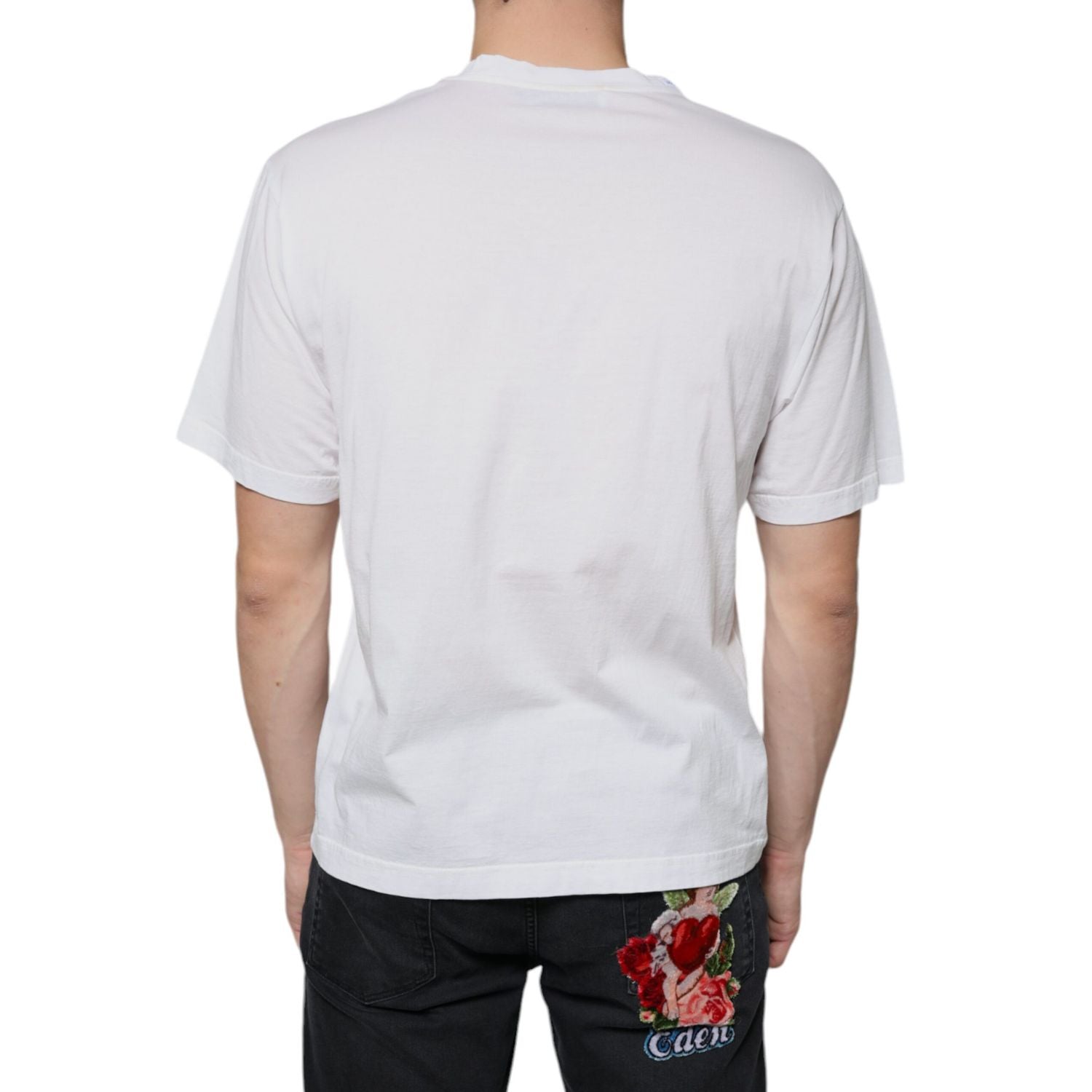 Dolce & Gabbana White Cotton DG Logo Print Casual T-shirt