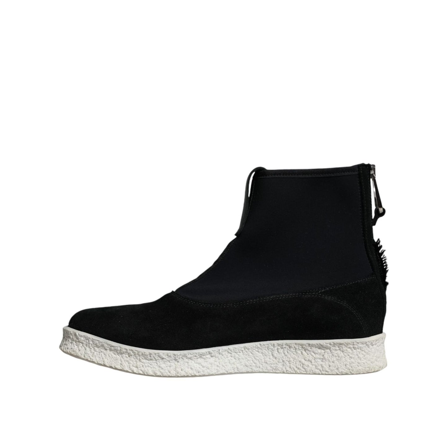 Alexander McQueen Black White Neoprene Takeshi Mid Calf Boots Shoes