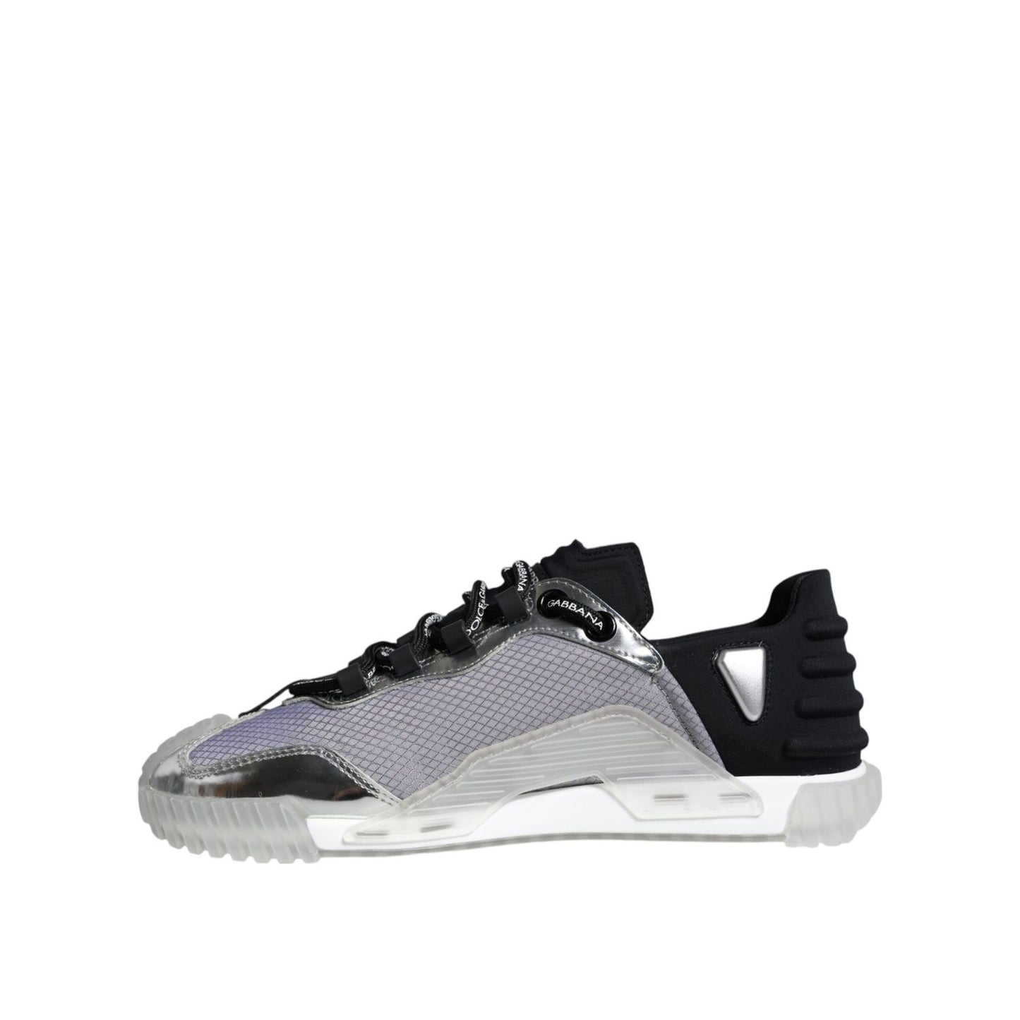 Dolce & Gabbana Silver Black Nylon NS1 Low Top Sneakers Shoes