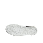 Dolce & Gabbana Black Leather Logo Portofino Sneaker Shoes