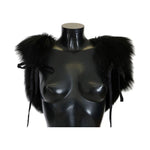 Dolce & Gabbana Elegant Black Silver Fox Fur Scarf Fur Scarves Dolce & Gabbana Black