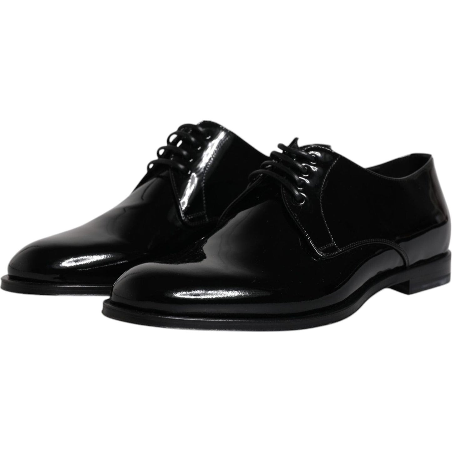 Dolce & Gabbana Black Patent Leather Derby Formal Dress Shoes