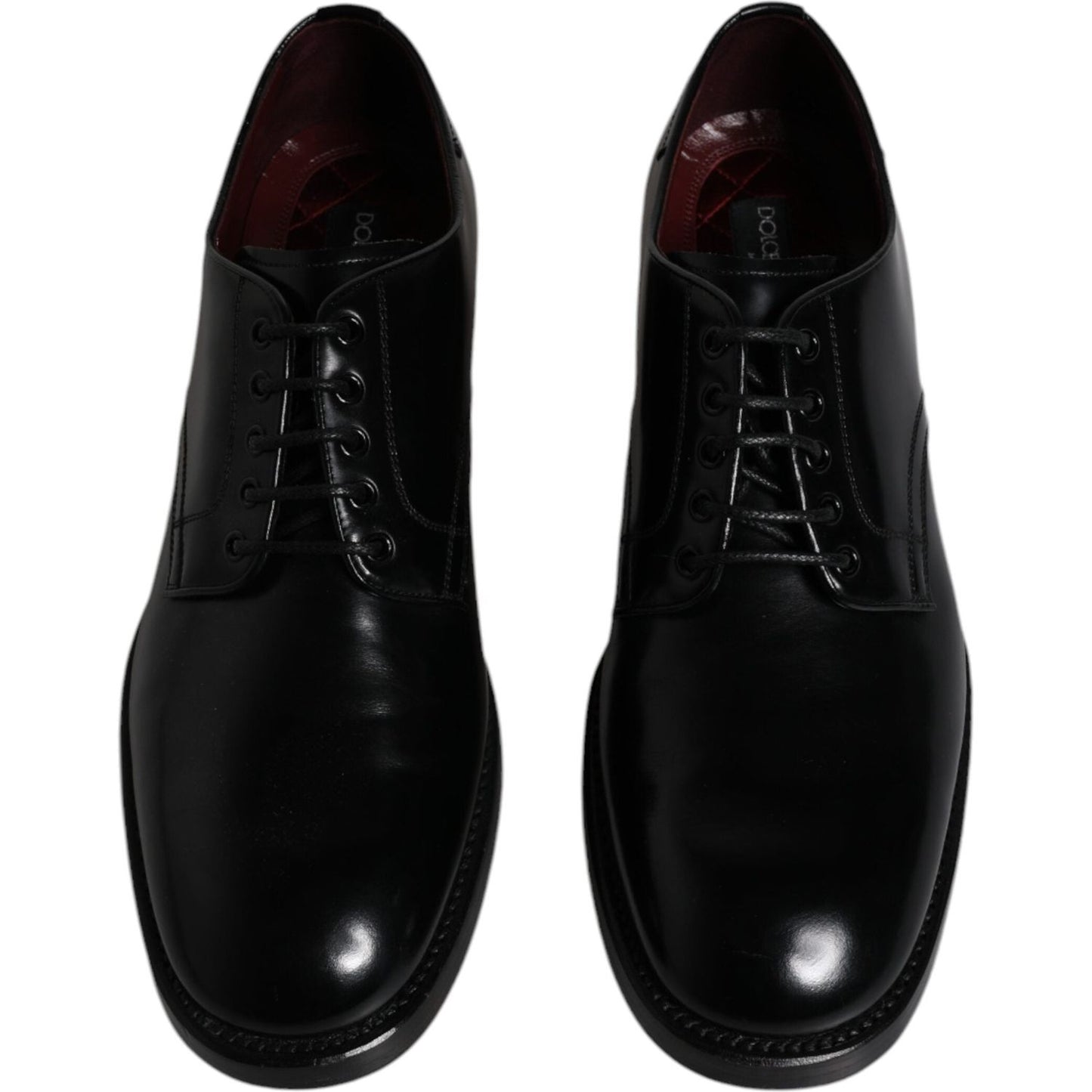Dolce & Gabbana Black Leather Lace Up Men Derby Formal Shoes Dolce & Gabbana Black