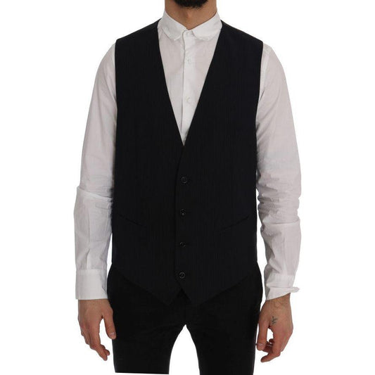 Dolce & Gabbana Black STAFF Wool Striped Vest