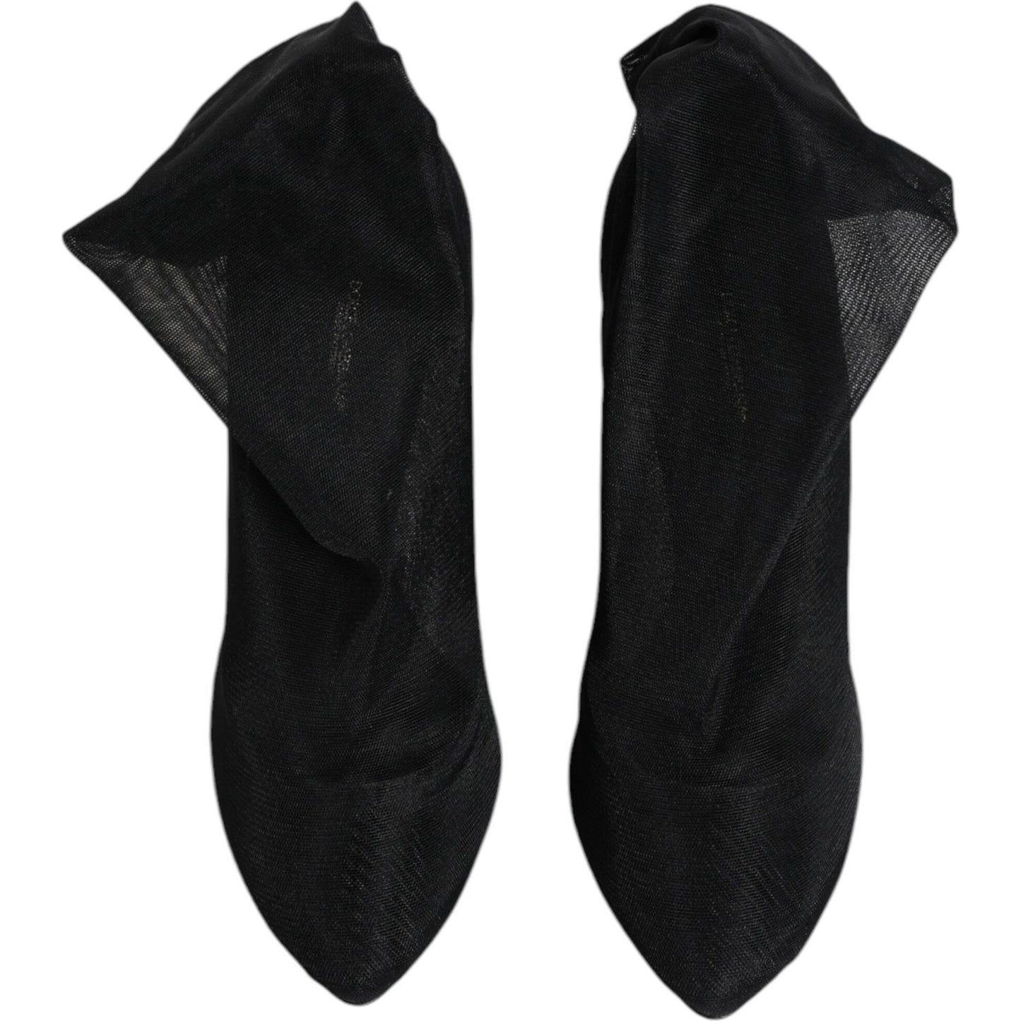 Dolce & Gabbana Black Silk Stretch Mesh Sock Boots Shoes LA11994-36.5
