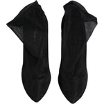 Dolce & Gabbana Black Silk Stretch Mesh Sock Boots Shoes LA11994-36.5