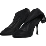 Dolce & Gabbana Black Silk Stretch Mesh Sock Boots Shoes LA11994-36.5