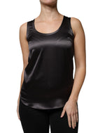 Brunello Cucinelli Black Silk Blend Sleeveless Tank Top TSH86789-38