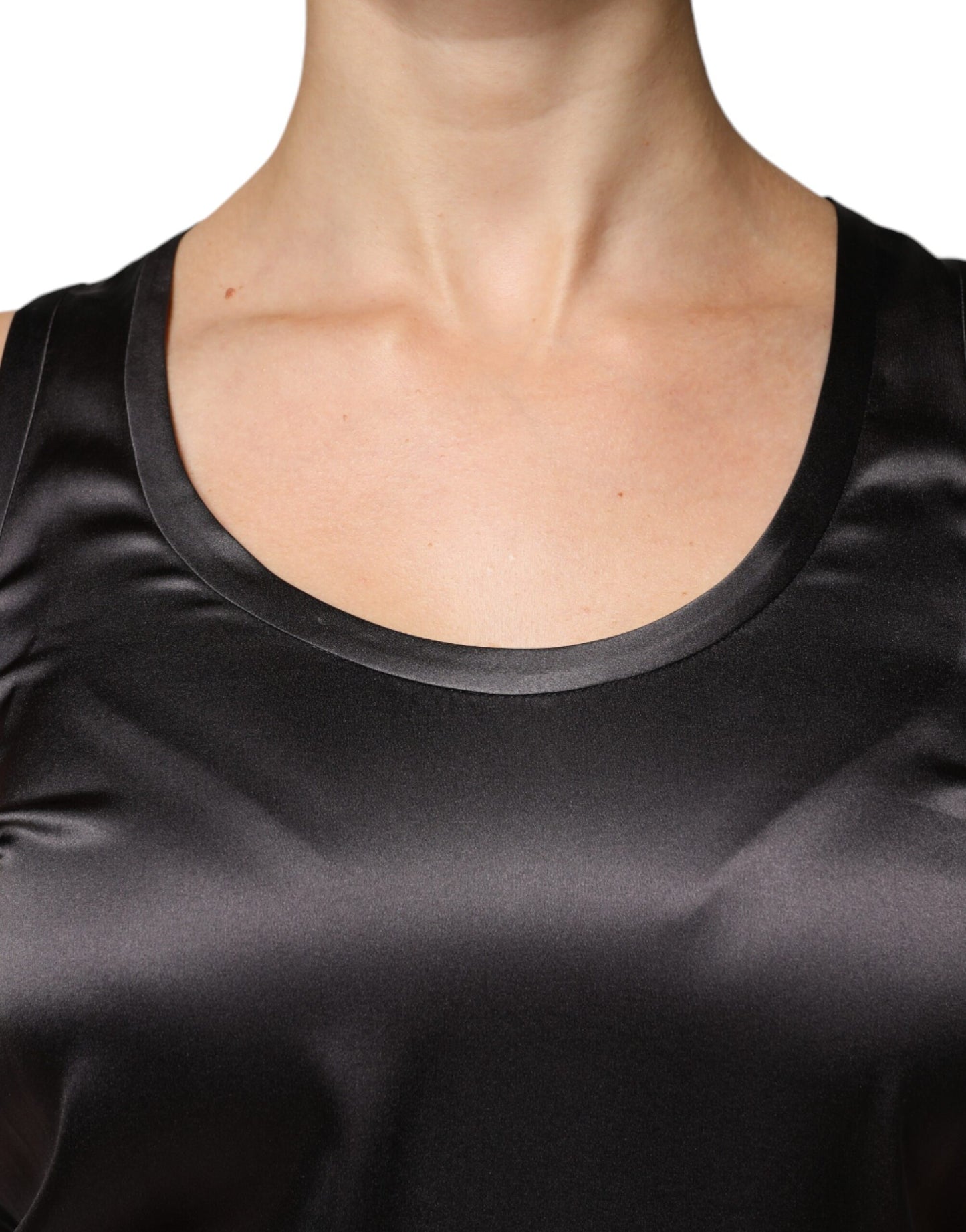 Brunello Cucinelli Black Silk Blend Sleeveless Tank Top TSH86789-38